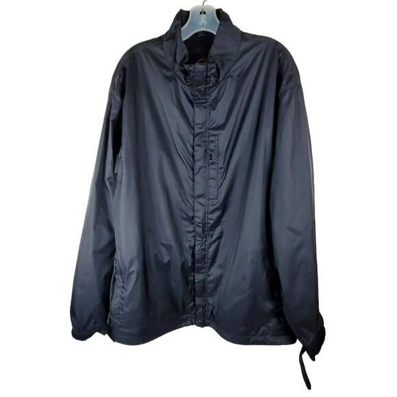 Mens Black Windbreaker Jacket Lightweight size XL Drawstring Waist JH1227 - Picture 1 of 4